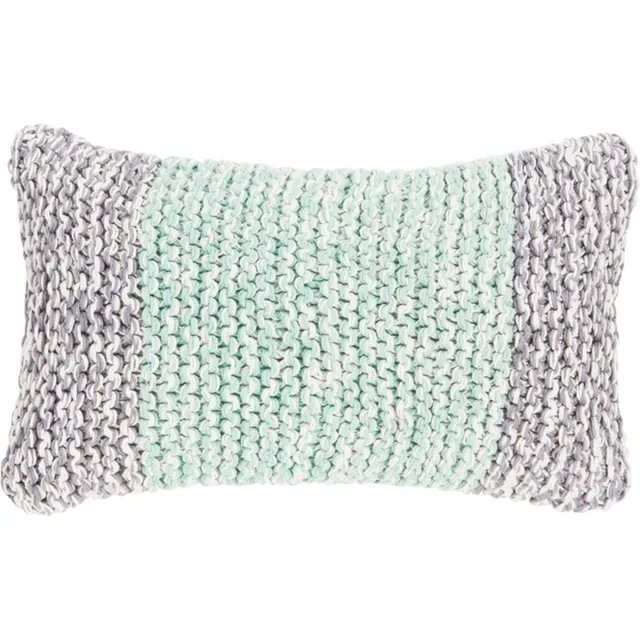 Linen & More Melange Knit Harbour Groen Kussen | 30 X 50 | Sierkussen Voor Woonkamer Of Slaapkamer