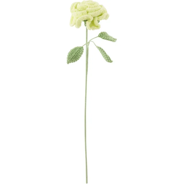 J-Line kunstbloem Roos Gehaakt - polyester - lichtgroen - 2 stuks