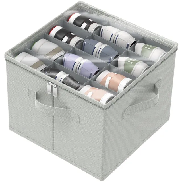 Unyqoos ® Slimme Schoenenopbergdoos met Transparant Deksel en Ruimtebesparend Ontwerp voor 12 Paar Schoenen grijs