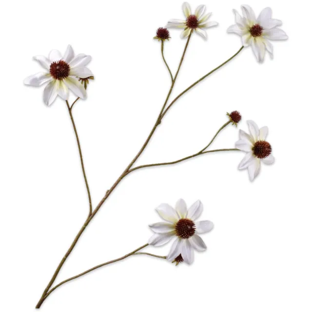 Silk-ka Kunstbloem-Zijden Bloem Rudbeckia Tak Wit 91 cm