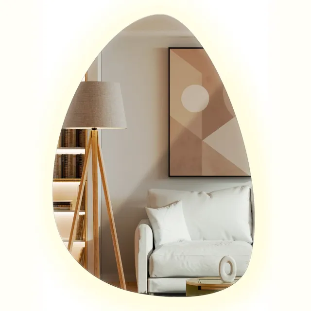 TULUP Coloray LED Spiegel - Asymmetrische Spiegel met Verlichting - 57 x 80 cm - LED Badkamerspiegel - Grote Asymmetrische Wandspiegel - Neutraal Wit 4000K - Moderne Spiegel
