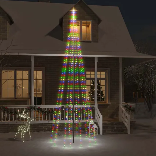 vidaXL Vlaggenmast kerstboom 732 LED's meerkleurig 500 cm Wit