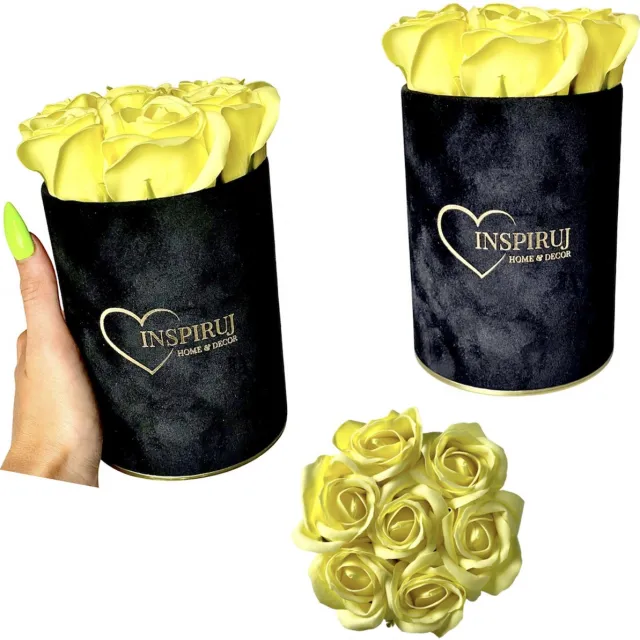 Inspiruj Flowerbox - Zwarte Doos - Rozen Zeepbloemen - Geel Geel;Zwart