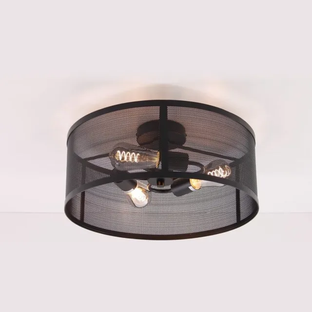 Searchlight Plafondlamp - zwart gaas wire - Ø 45cm
