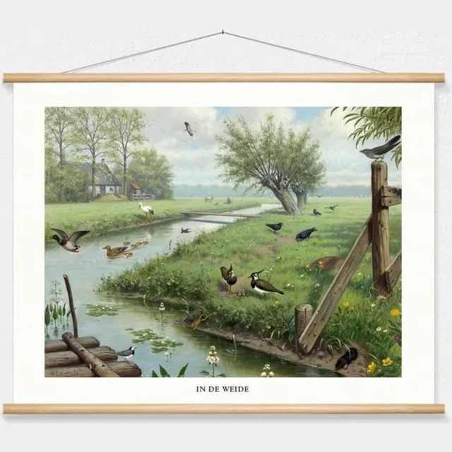 wallchart unlimited Schoolplaat 'In de weide' van M.A. Koekkoek wit