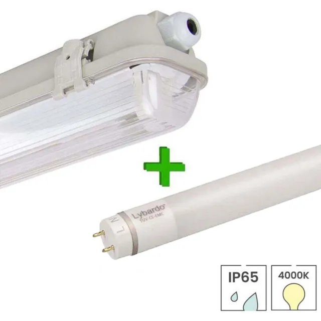 Lybardo TL Lamp 60cm Prof - IP65 Armatuur incl. LED Buis - 9W - 4000K Neutraal Wit Licht - 840 Grijs