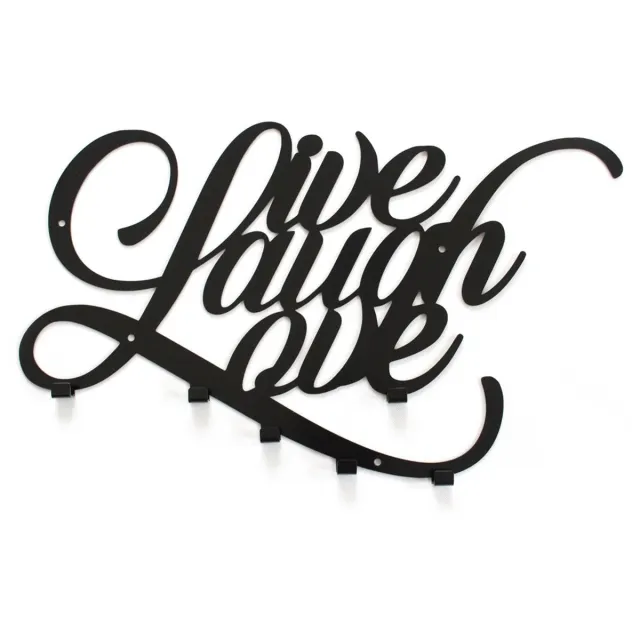 Decorizzly® Decorizzly Live Laugh Love - Wandkapstok - Stalen Haken - Zwart