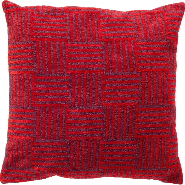 Dutch Decor LAUREL - sierkussen 45x45 cm - geometrisch motief - Montana Grape - rood, paars - Inclusief binnenkussen - Luxe kussens voor woonkamer & bank