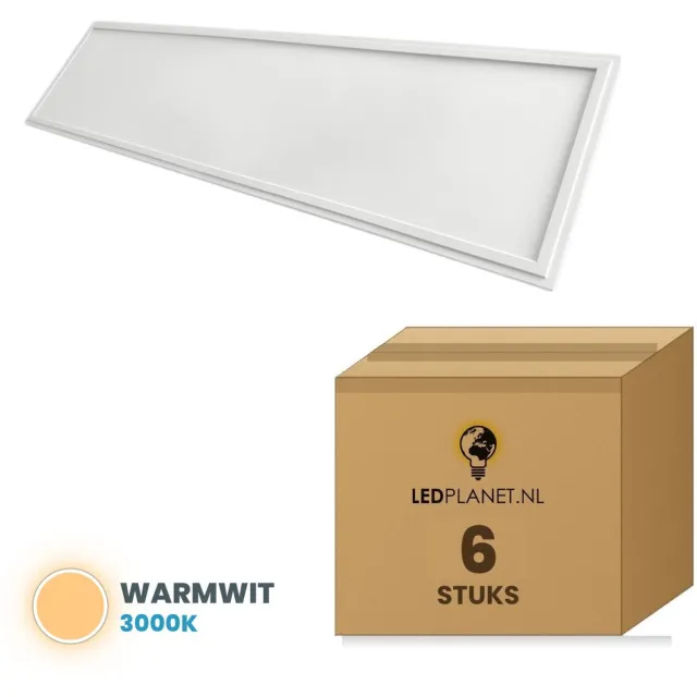 Tsong LED paneel 30x120 cm Edge-lit - 6 stuks - 32W - Warmwit 3000K - 4000 lm - CRI80 - 230V