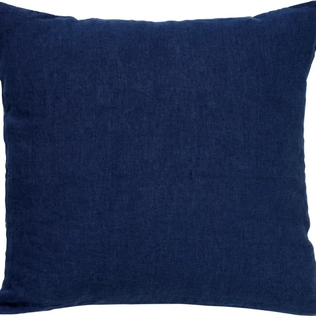 Dutch Decor LINN - Sierkussen 45x45 cm - 100% linnen - effen kleur - Insignia Blue - donkerblauw - Inclusief binnenkussen - Luxe kussens voor woonkamer & bank