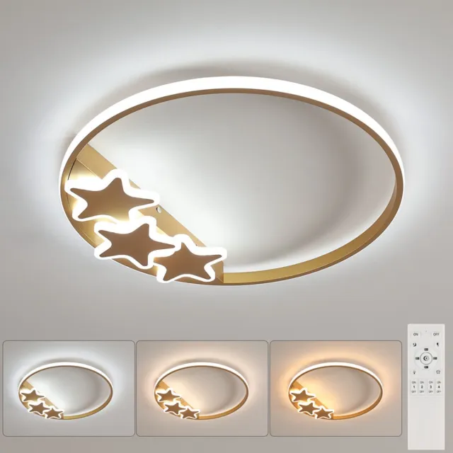 Haobosic Ster - Plafondlamp - Gespoten Goud - 50x50x5,5cm - 37W Dimbare 3000-6500K Golden