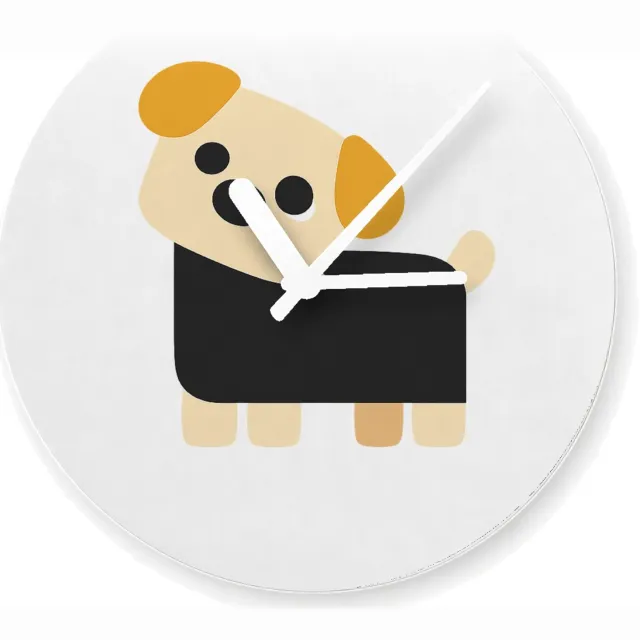 Mr Cadeautjes Glazen klok Ø 20 - design Minimalistische hond met eigenwijze blik | cadeau Wit