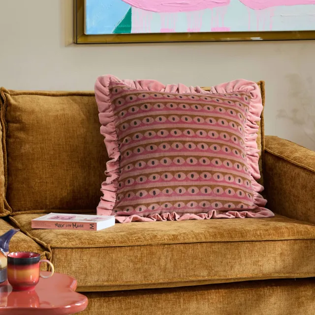 NOUS Living Kendal sierkussen 50x50 cm roze/oker