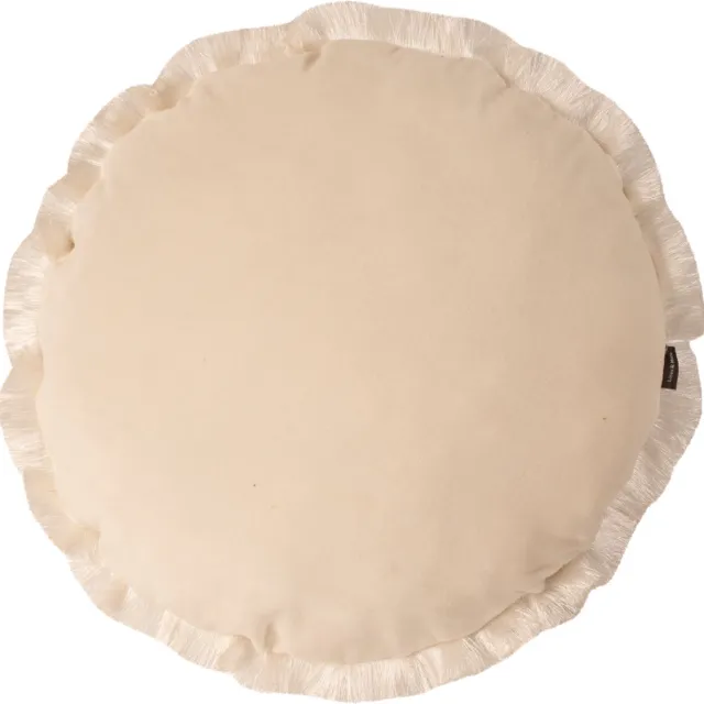 Mars & More Melody Fringes - sierkussen rond wit - 45 x 45 cm