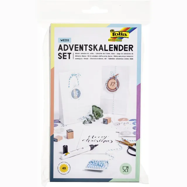 Folia Papieren zakken adventskalender, blanco wit