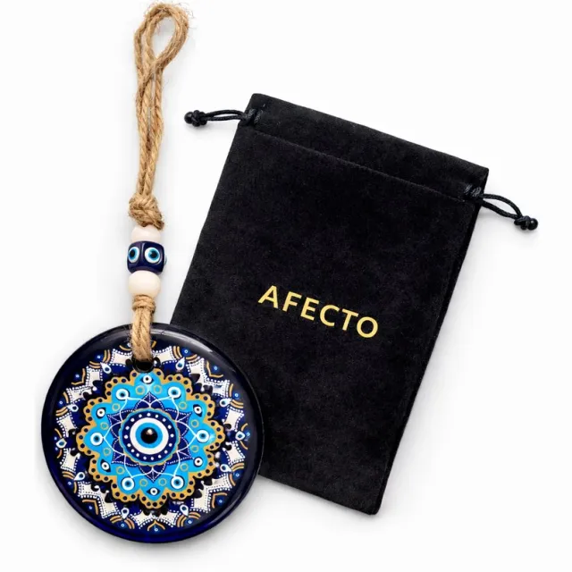 Afecto H: Afecto boze oog - formaat 8 cm - Amulet - Talisman - Hanger - Sieraad - Bescherming - Geluk - Boze oog - evil eye H: blauw 8 cm