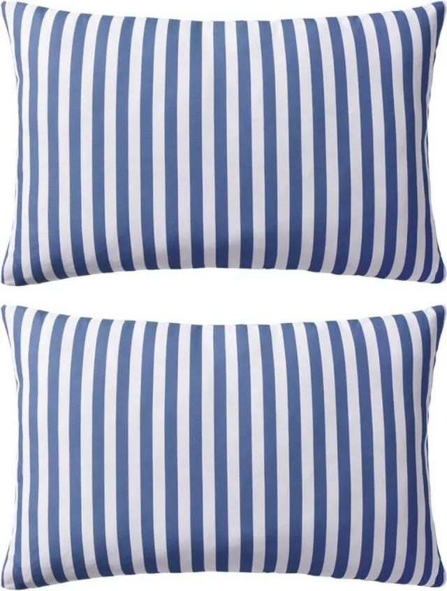 vidaXL Buitenkussens - 60x40 - cm - gestreept - marineblauw - 2 - st