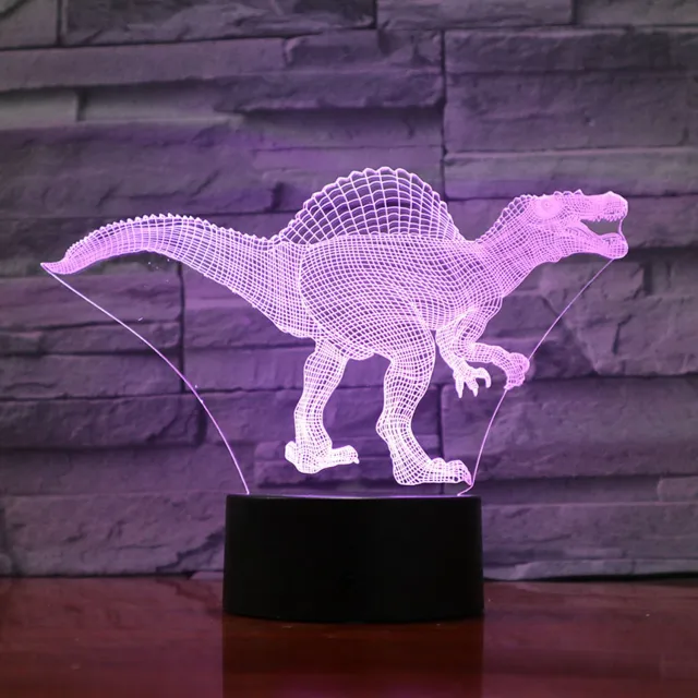 MC Living 3D Led Lamp Met Gravering - RGB 7 Kleuren - Dinosaurus