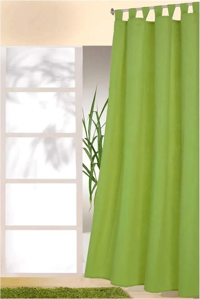 Dekoschal met lussen en plooiband, effen, ondoorzichtig, maar lichtdoorlatend, effen gordijn, met lussen, bandsjaal, appelgroen, HxB 245 x 140 cm, type 117