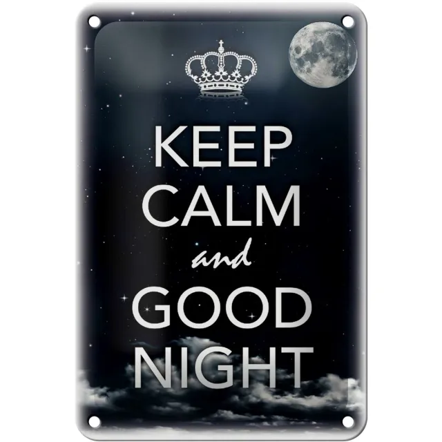 Femer Blechschild Spruch 12x18cm Keep Calm and good night Zwart