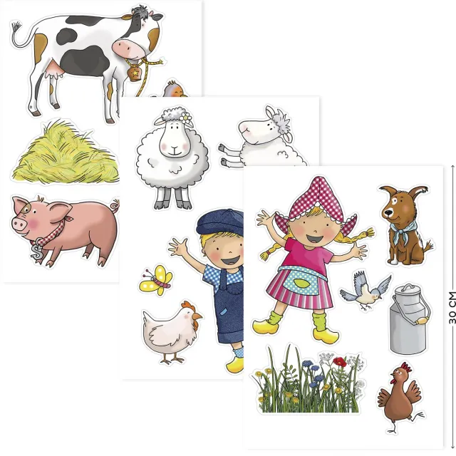 Fien & Teun Muursticker A4 set Multikleur