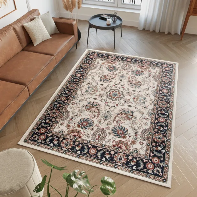Tapiso Dubai Vloerkleed Tapijt Carpet Bloemen Oriental Oosters Beige Antraciet1