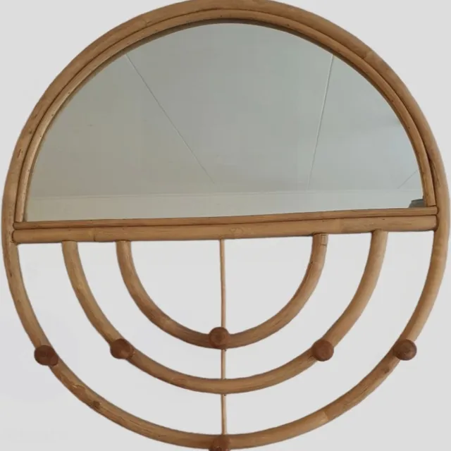Mica Decorations Rotan wandspiegel bruin D60cm