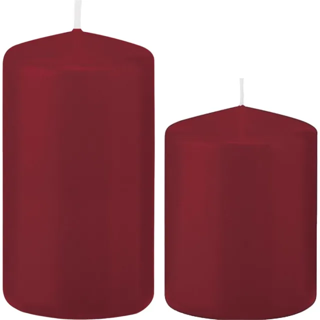 Trend Candles Stompkaarsen set 4x stuks bordeaux rood 8 en 12 cm