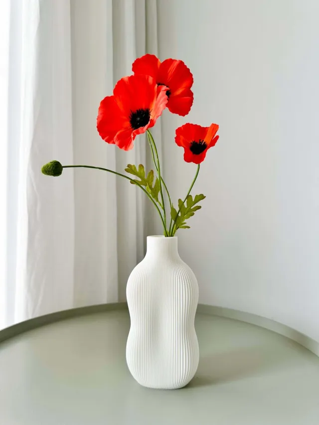 Plantjes van Birke BABBIA Witte Vaas Binnen – Droogbloemen Vaas – Decoratieve Siervaas Woonkamer – Bouwbloemen Houder – Cadeau