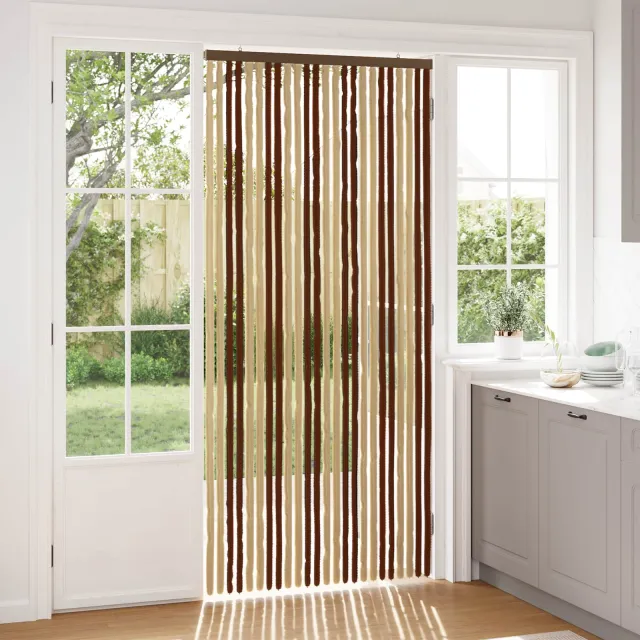 vidaXL Insecten Gordijn Chenille Bruin en beige 100 x 220 cm 100% PP