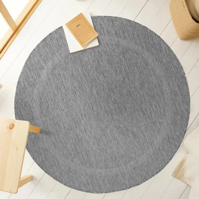 Ayyildiz Relax Vloerkleed – Grijs – Laagpolig Kaderdesign – Voor Binnen & Buiten – 120x120 cm rond