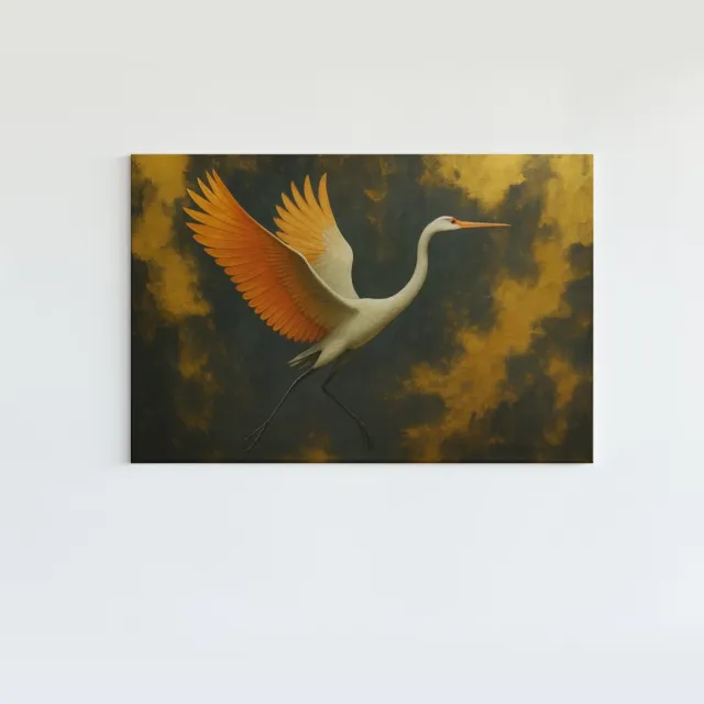 Trendex Global Canvas Schilderij - Elegante Vogel - Kunst Print Op Canvas - 120x80x2 cm Bruin