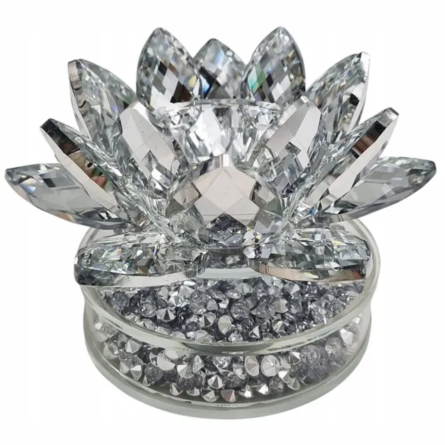 Madex Lotos Kristallen Theelichthouder Glamour Zilver - Decoratief