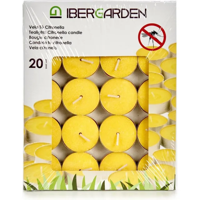 IBERGARDEN Geurkaarsen/waxinelichten - 20x - citronella - citrusgeur Geel