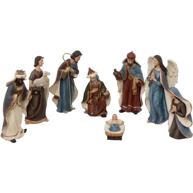 Fééric Lights and Christmas Kerststal beeldjes - Set van 8 stuks - H16cm - Multi