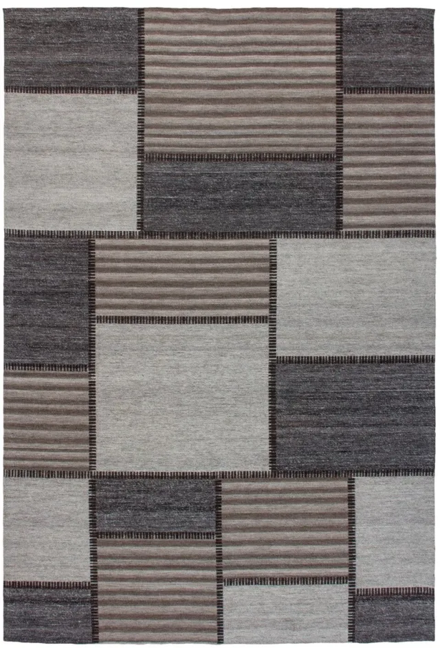 Padiro design laagpolig vloerkleed 120 x 170 cm - crème / offwhite - modern geometrisch patroon - patchwork - voor vloerverwarming - van wol, polyester en katoen beige