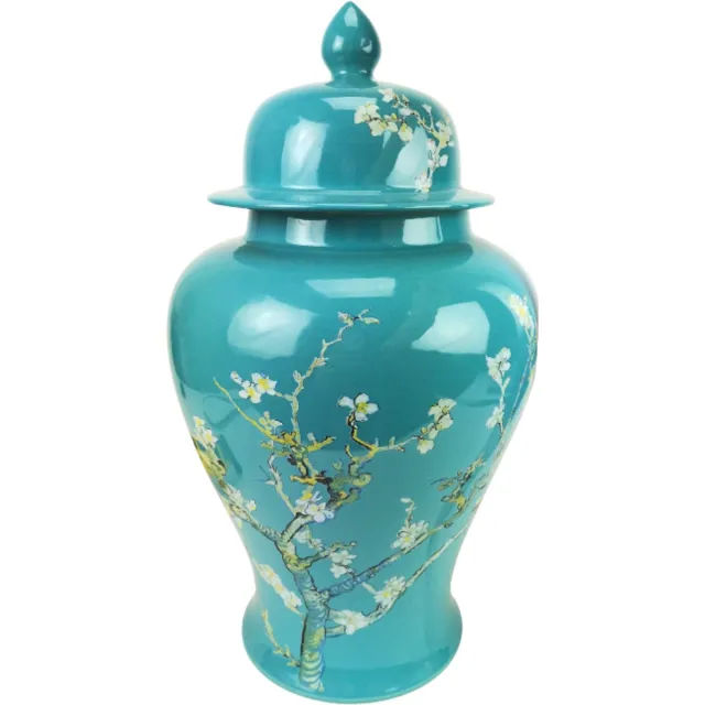 TRAA Keramieke vaas - vincent van gogh amandelbloessem (35cm) Blauw