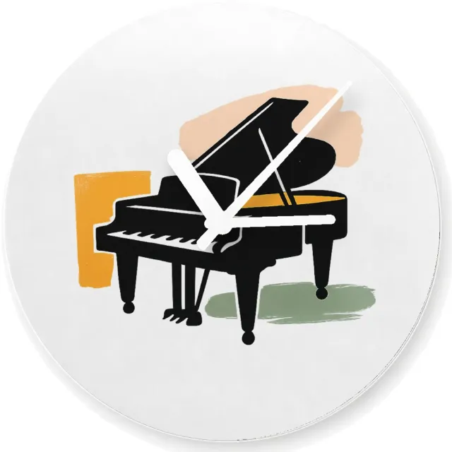 Mr Cadeautjes Glazen klok Ø 20 - design Grafische illustratie van een jazzsaxofoon met zachte verfst | cadeau Wit