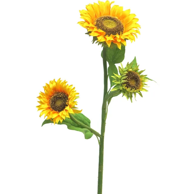 Bellatio Design Kunstbloem Zonnebloem Helianthus XL - 85 cm - losse steel - kunst zijdebloem - 3 bloemen Geel