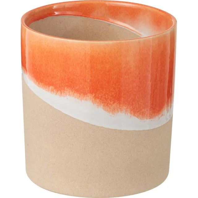 J-Line vaas Bal - keramiek - oranje/naturel - medium