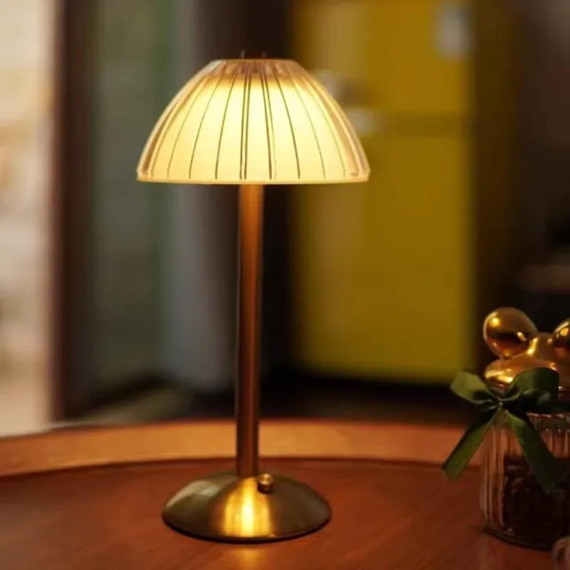 YAGXIG Draadloze Bureaulamp - Dimbaar - LED Bureaulamp op Batterijen - Nachtlampje - Bureaulamp voor Woonkamer & Slaapkamer - 3 Lichtkleuren goudkleurig