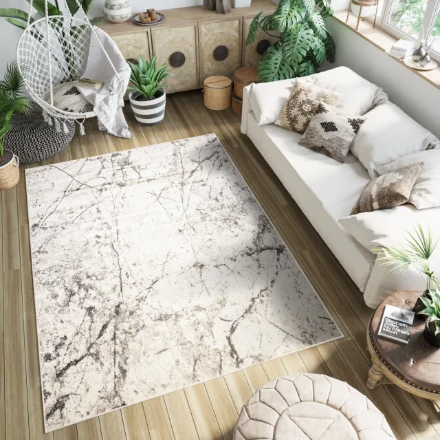 Tapiso Petra Vloerkleed Beige Woonkamer Slaapkamer Tapijt