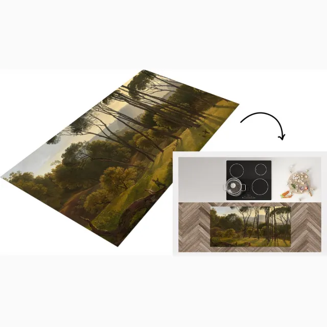 KitchenYeah Keukenloper - Loper keuken - Italiaans landschap met parasoldennen - Schilderij van Hendrik Voogd - Keukenloper vinyl multicolor, foto 2