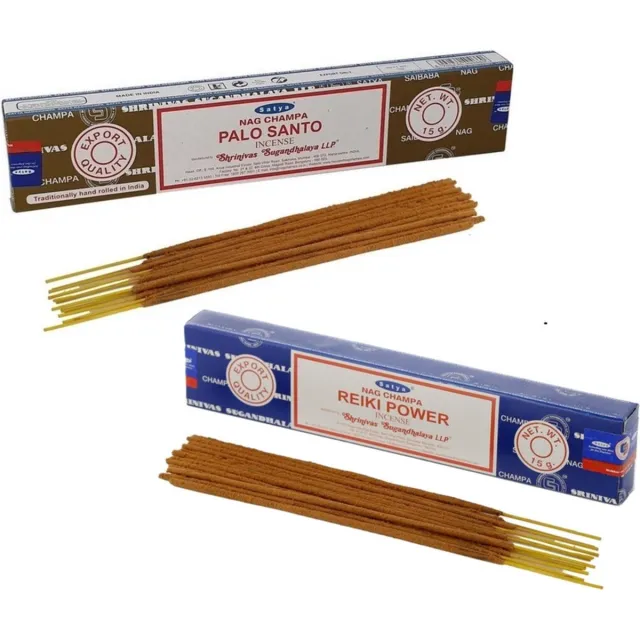 Satya Wierook cadeaus set - 2x geurstokjes - Palo Santo en Reiki Powergeur - Meditatie Camel bruin