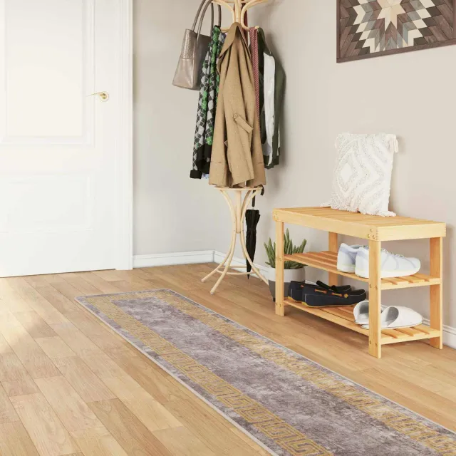 vidaXL Vloerkleedloper MARSA Grijs en Goud 50 x 350 cm, foto 2