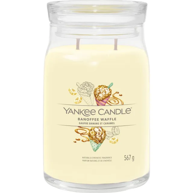Yankee Candle Banoffee Waffle Large Jar Geurkaars - 90 branduren - twee lonten Geel