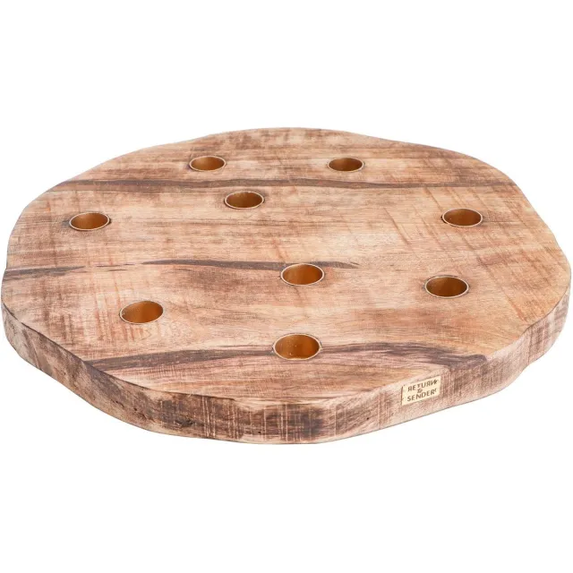 Return to Sender Kaarsenplank voor 9 dinerkaarsen - Ø 31 cm - Hout Bruin