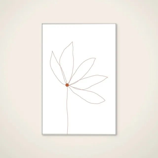 HelloWalls Akoestisch schilderij - 60 x 90 cm - Delicate Flower van uplusmestudio - Botanische wanddecoratie - wit textielframe Meerkleurig