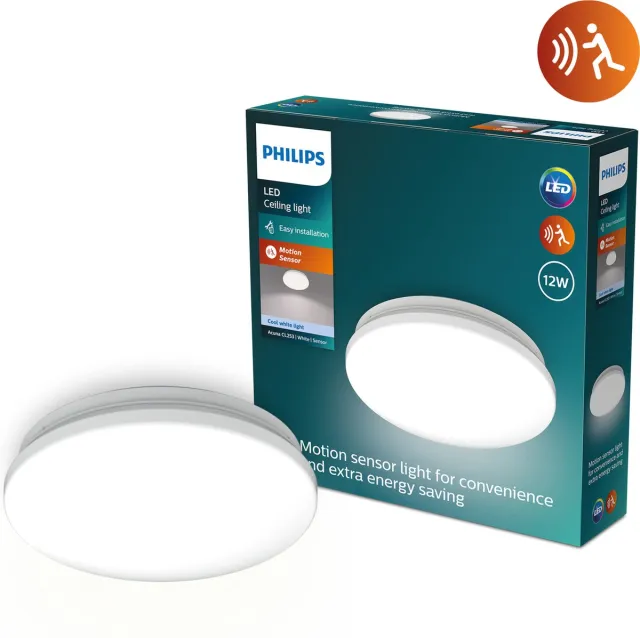 Philips Plafondlamp Acuna - Koel Wit - 24,5cm - 12w Met Sensor