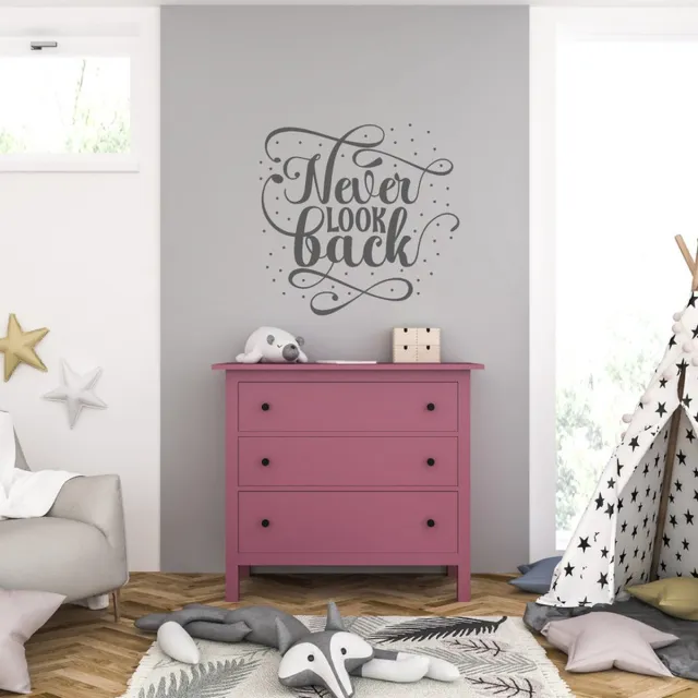 MC Living Muursticker - Never Look Back - 46,4 x 48 - Antraciet